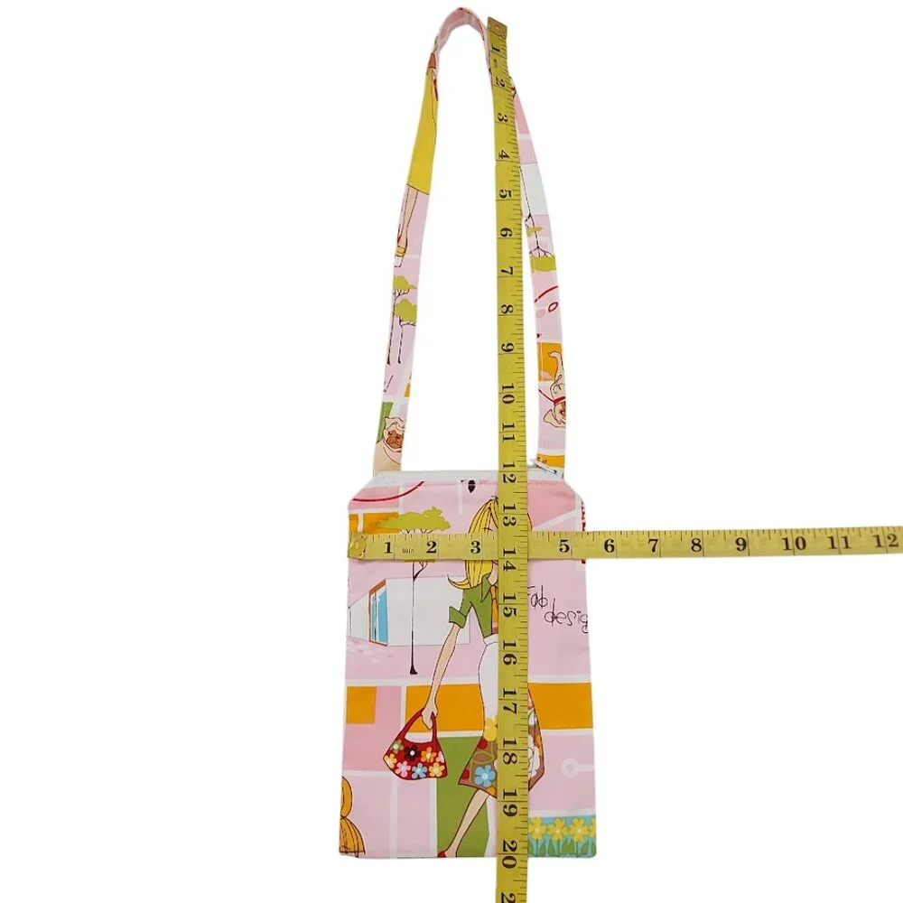 Crossbody Bag Small Messenger Bag Fabric Modern Print Lined With Zipper Handmade